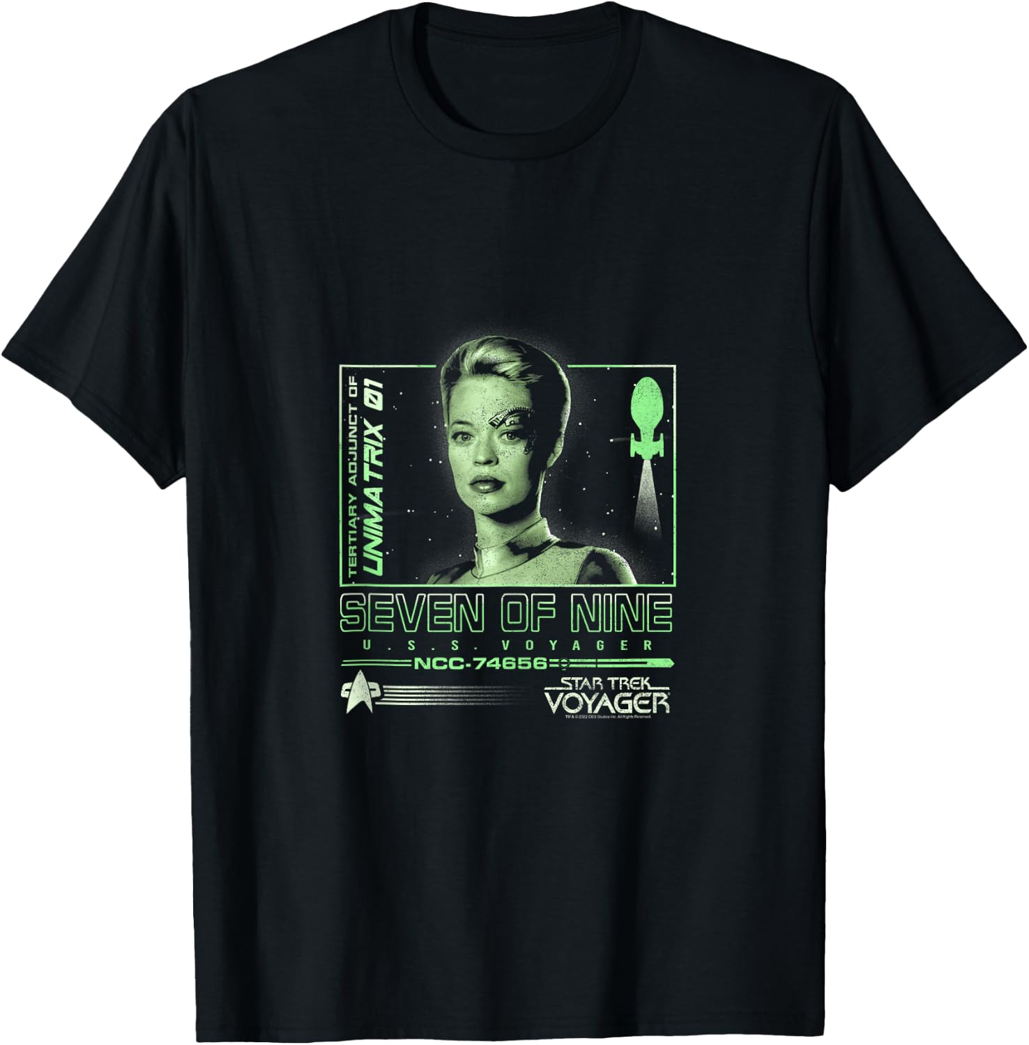 Star Trek: Voyager Seven Of Nine Neon Starfleet Portrait T-Shirt - T-Shirt | Black