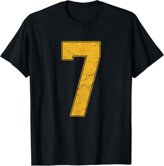 Number 7 Numbered Uniform Sports Team Jersey 7th Birthday T-Shirt - T-Shirt | Black