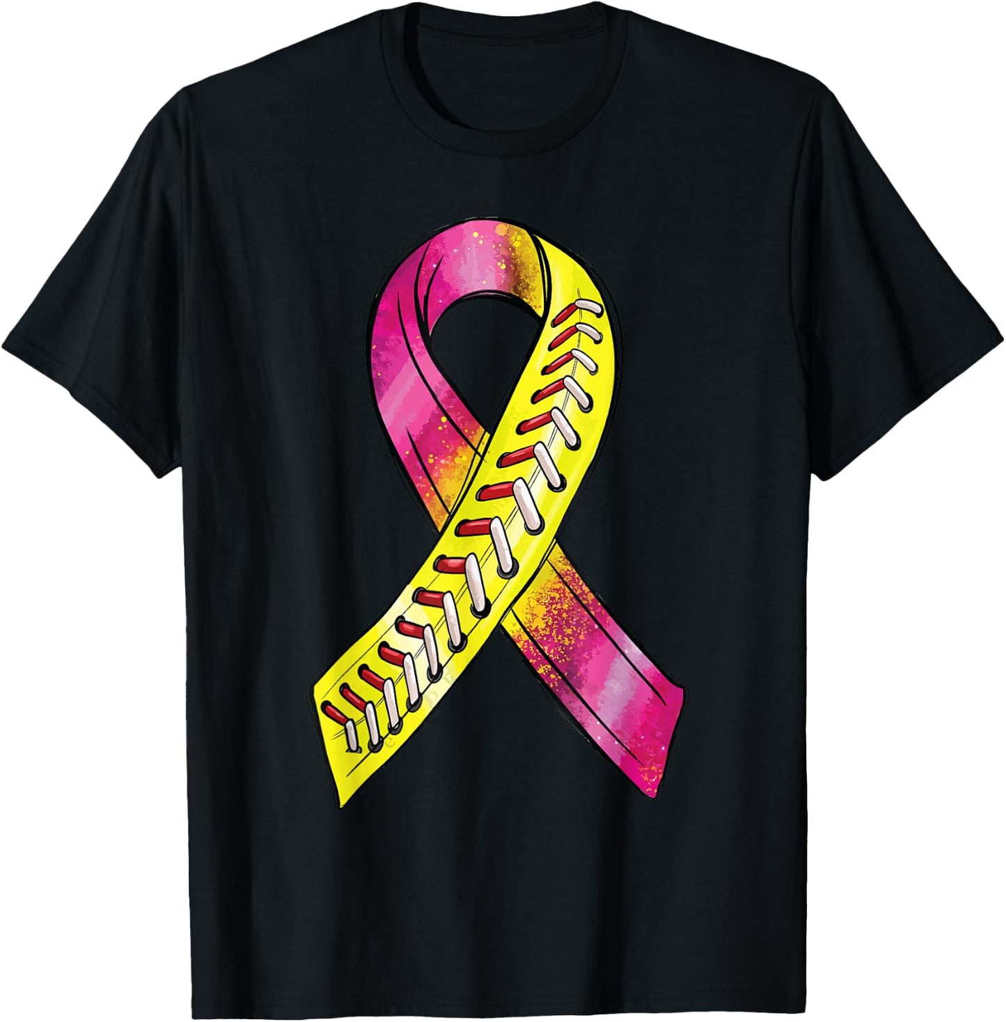 Strike Out Breast Cancer Awareness Day Pink Ribbon Softball T-Shirt - T-Shirt | Black
