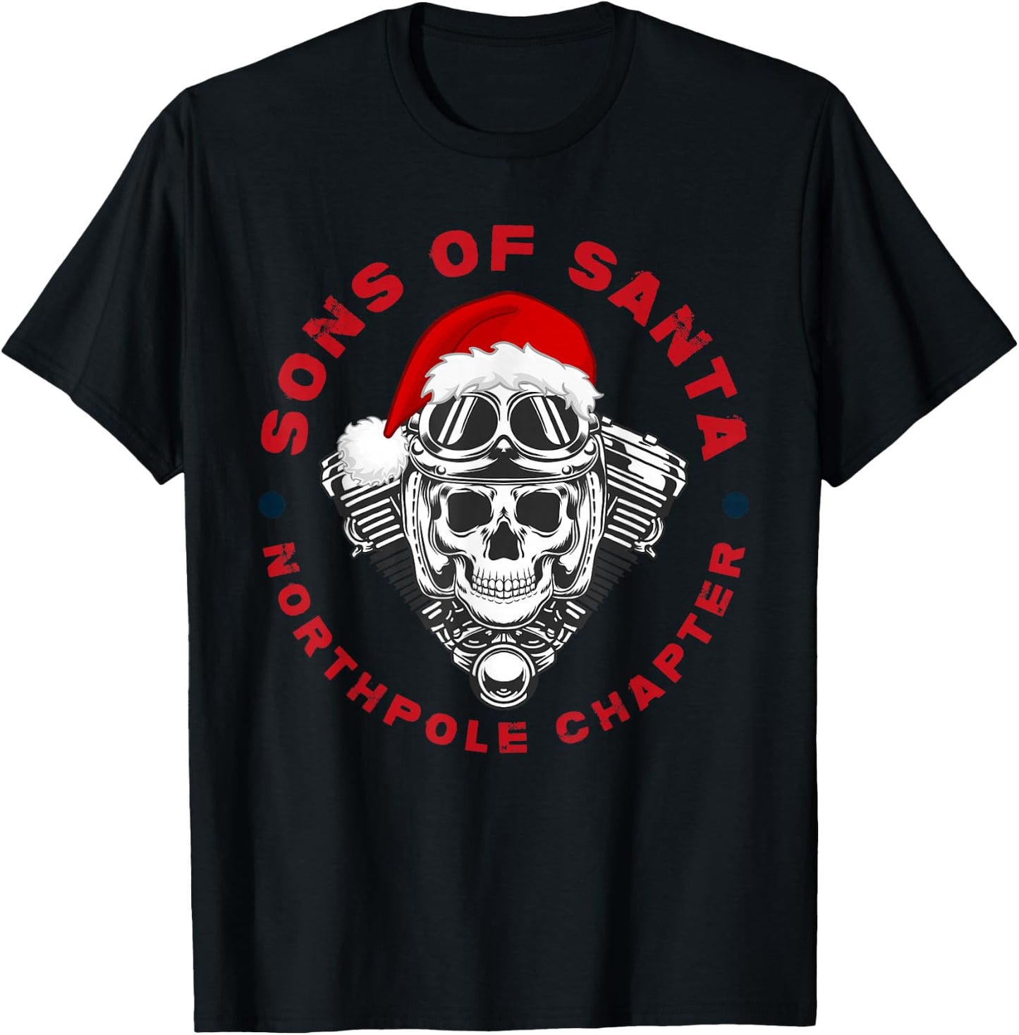 Funny Santa Motorcyle Biker Xmas Christmas 2025 T-Shirt - T-Shirt | Black