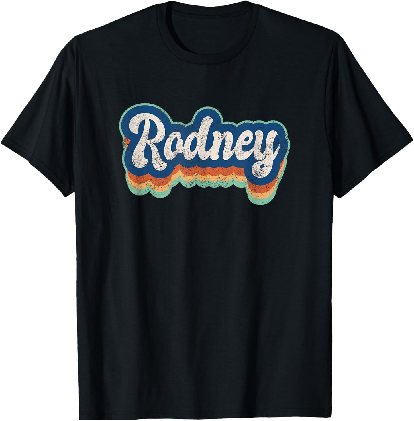Rodney First Name Boy Vintage Style 70s 80s Personalized T-Shirt - T-Shirt | Black