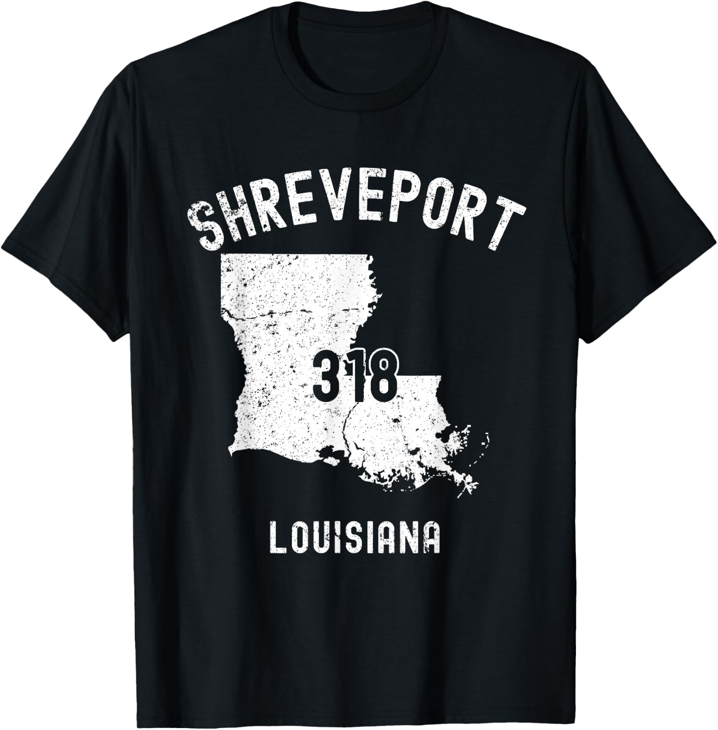 Shreveport Louisiana LA 318 Vintage Athletic Style T-Shirt - T-Shirt | Black