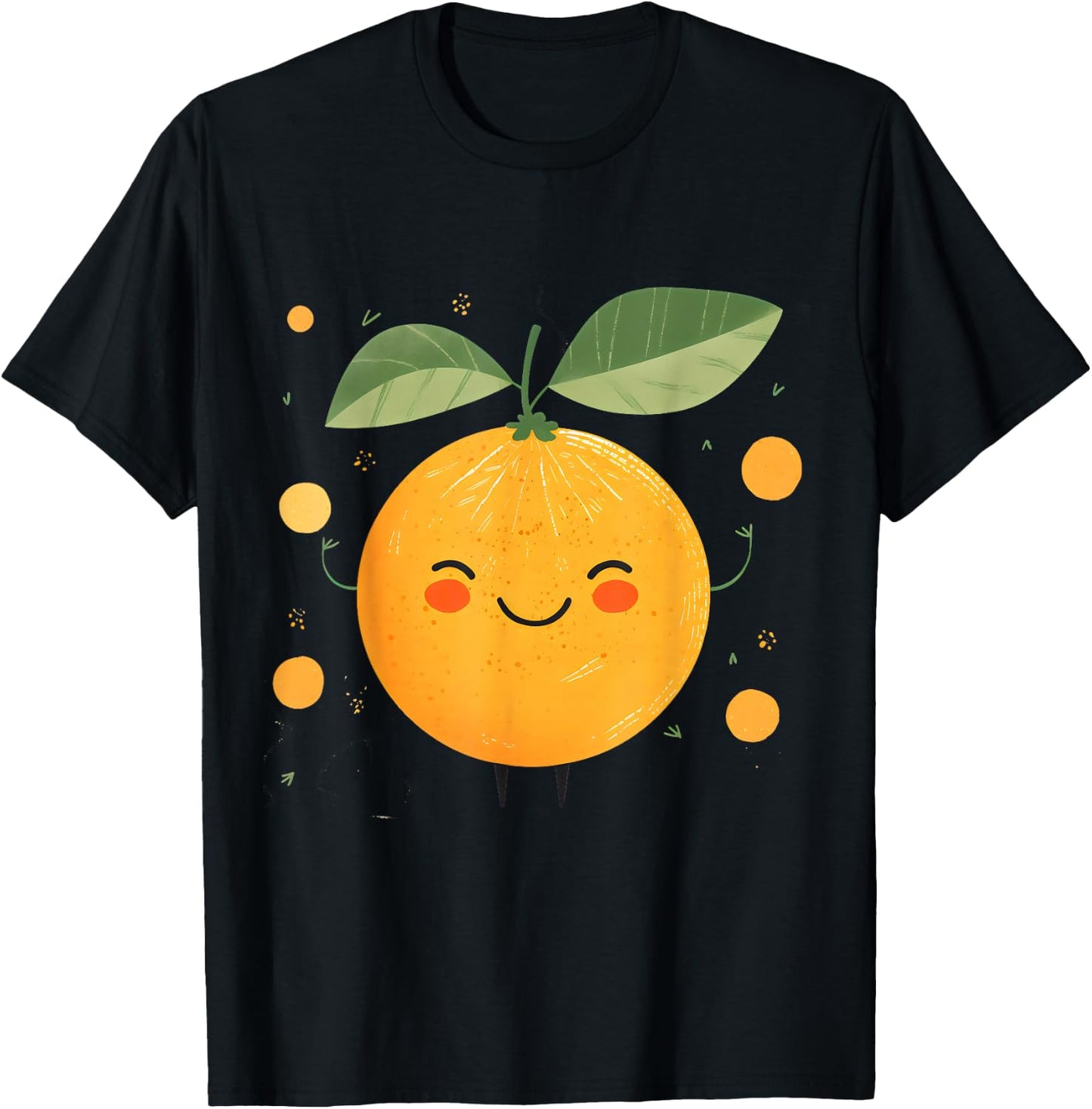 Cute Orange Fruits Happy Lover Tangerine Citrus Face Summers T-Shirt - T-Shirt | Black