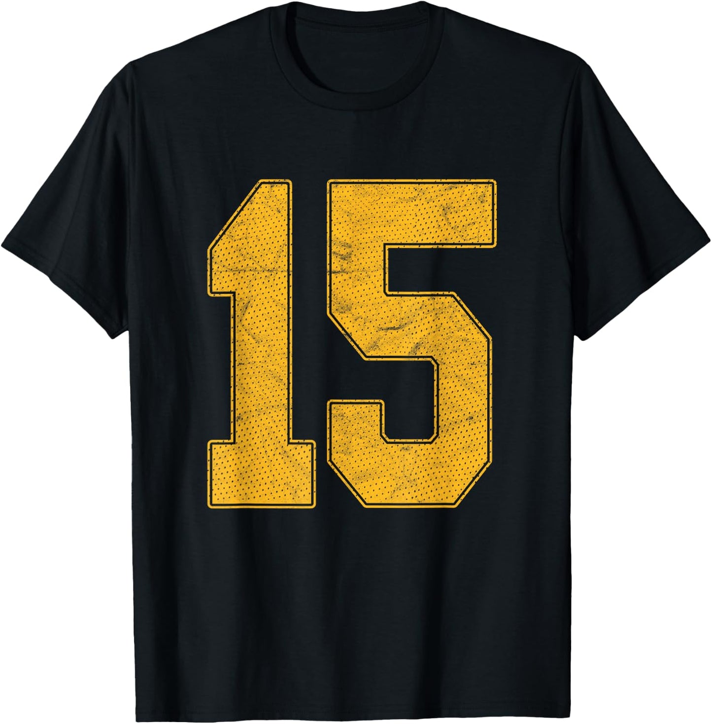 Number 15 Numbered Uniform Sports Team Jersey 15th Birthday T-Shirt - T-Shirt | Black