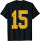 Number 15 Numbered Uniform Sports Team Jersey 15th Birthday T-Shirt - T-Shirt | Black