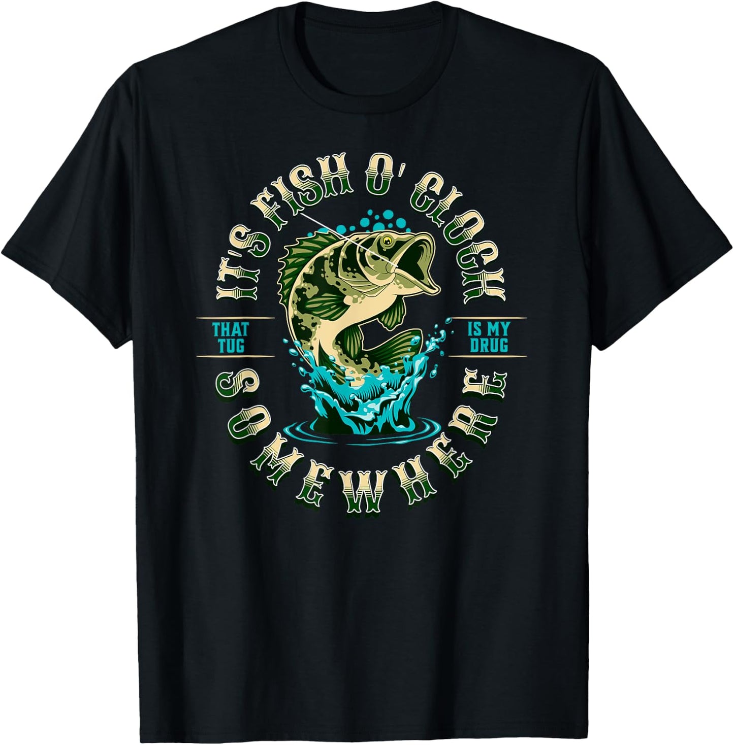 Cool Fishing Its Fish O Clock Somewhere Women Angler T-Shirt - T-Shirt | Black
