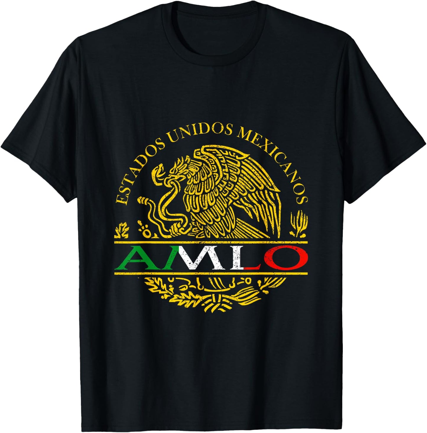 AMLO Aguila Dorada Mexicana Tricolor Mexican Eagle T-Shirt - T-Shirt | Black