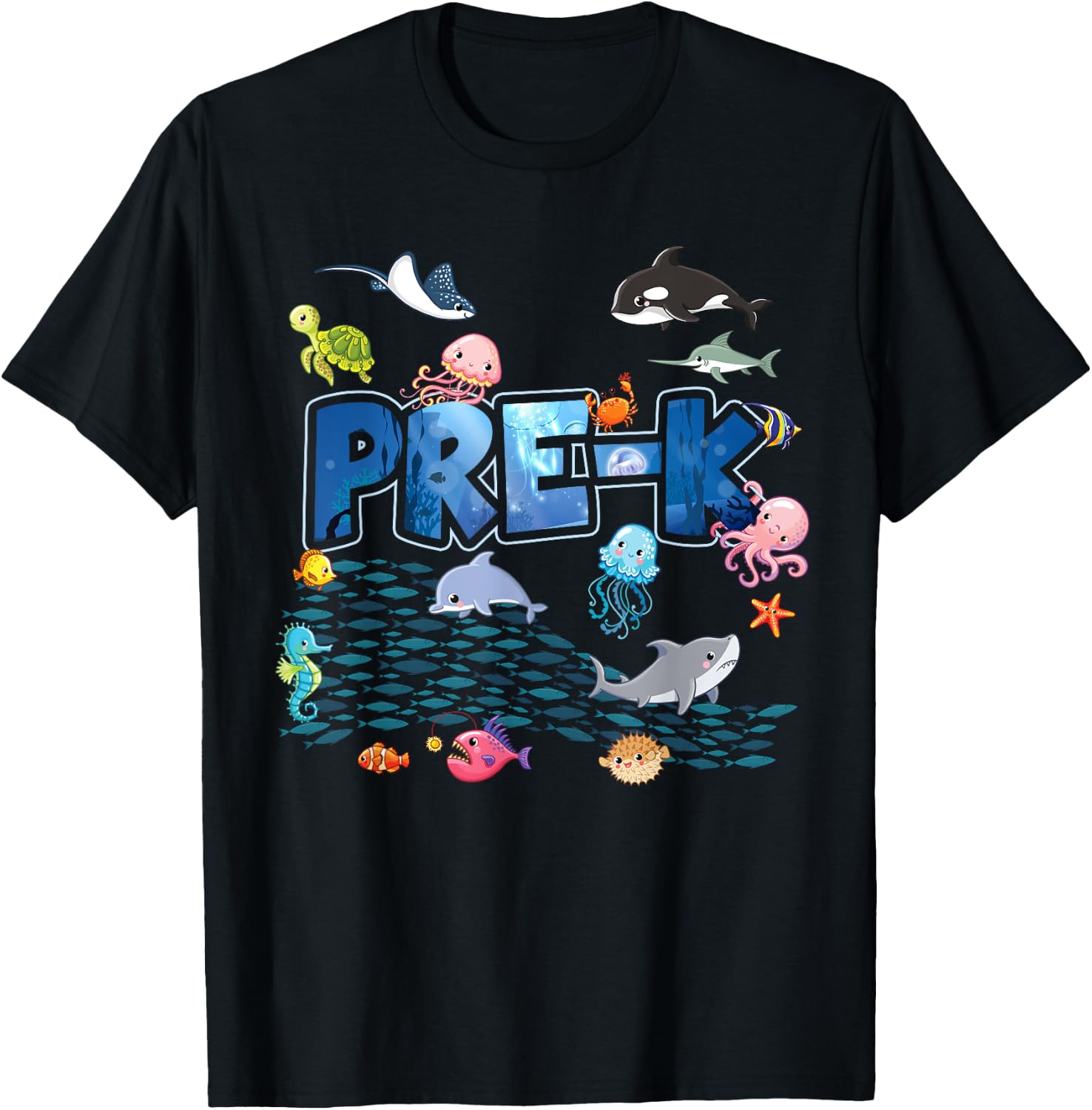 Pre-K Aquarium Cute First Day School PreK Kids Teachers T-Shirt - T-Shirt | Black