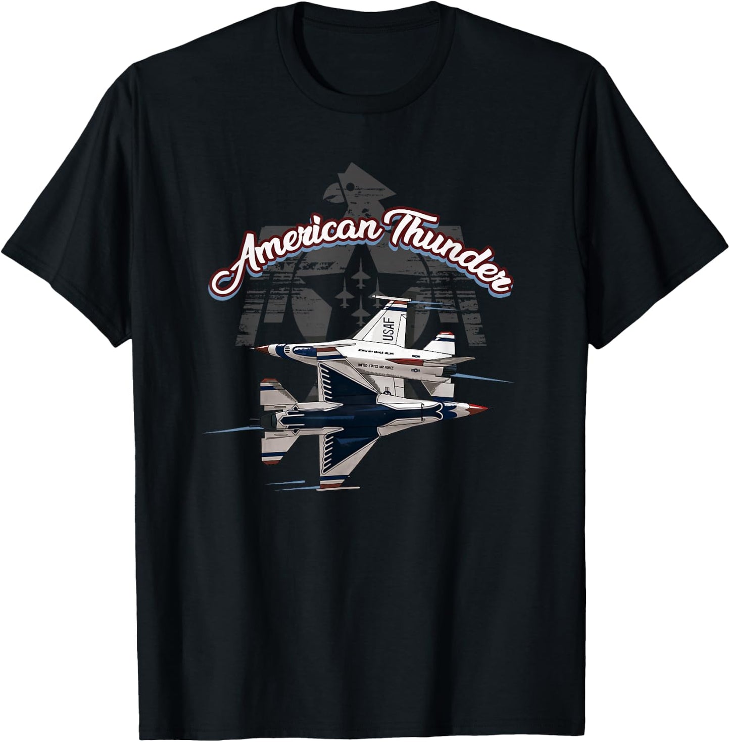 Vintage Military Aviation American Thunder T-Shirt - T-Shirt | Black