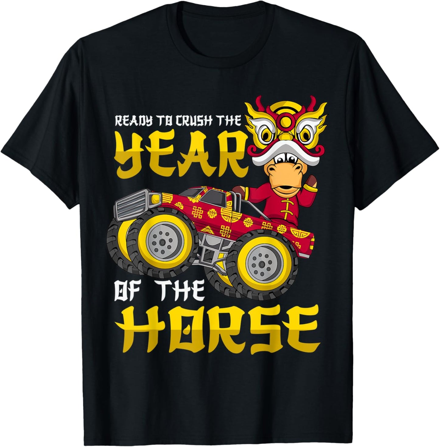 Ready To Crush Chinese Year Horse 2026 Monster Truck Boys T-Shirt - T-Shirt | Black