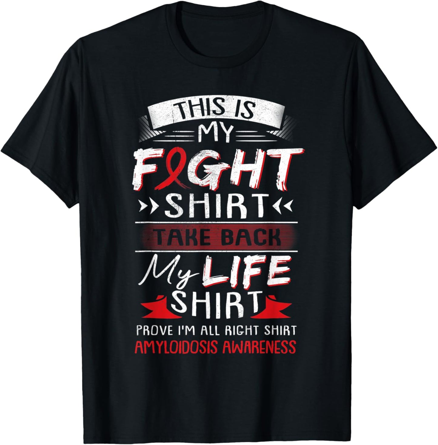 We Wear Burgundy Amyloidosis Awareness Ribbon Gift T-Shirt - T-Shirt | Black