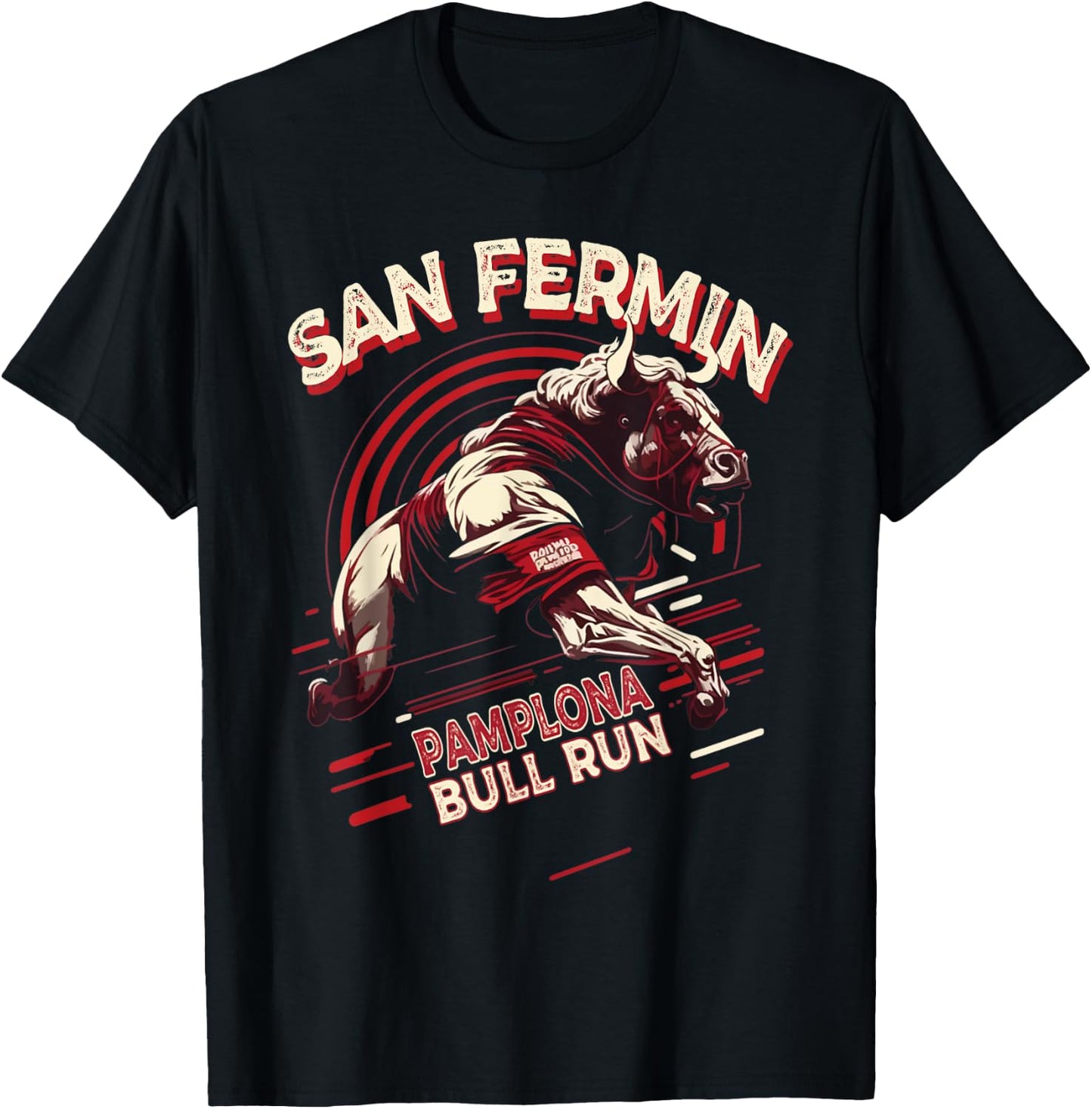 San Fermin Pamplona Bull Run Spain | Bull Fighting Festival T-Shirt - T-Shirt | Black