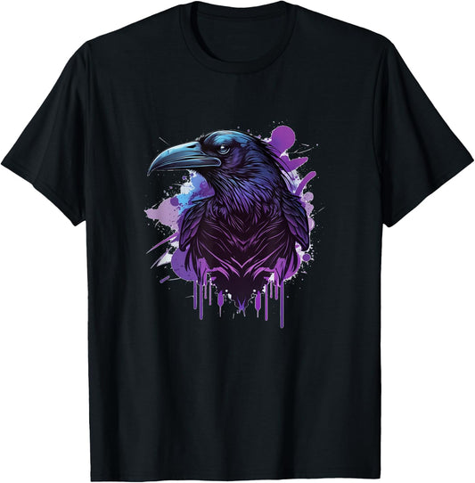 Raven Graphic Goth Black Crow T-Shirt - T-Shirt | Black