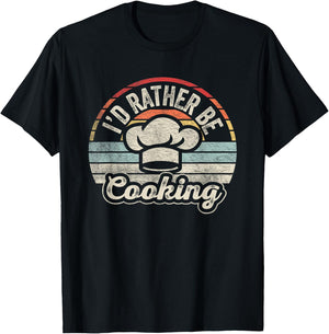 Nice 'n Cool Retro Vintage I'd Rather Be Cooking Funny Chef Black Short Sleeve T-Shirt - T-Shirt | Black