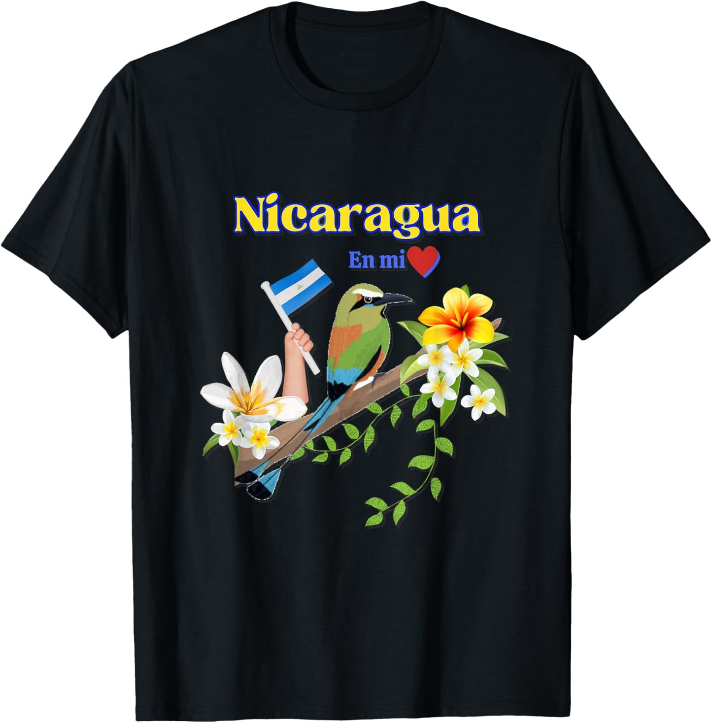 Nicaragua En Mi Corazon Patriotic Signs T-Shirt - T-Shirt | Black