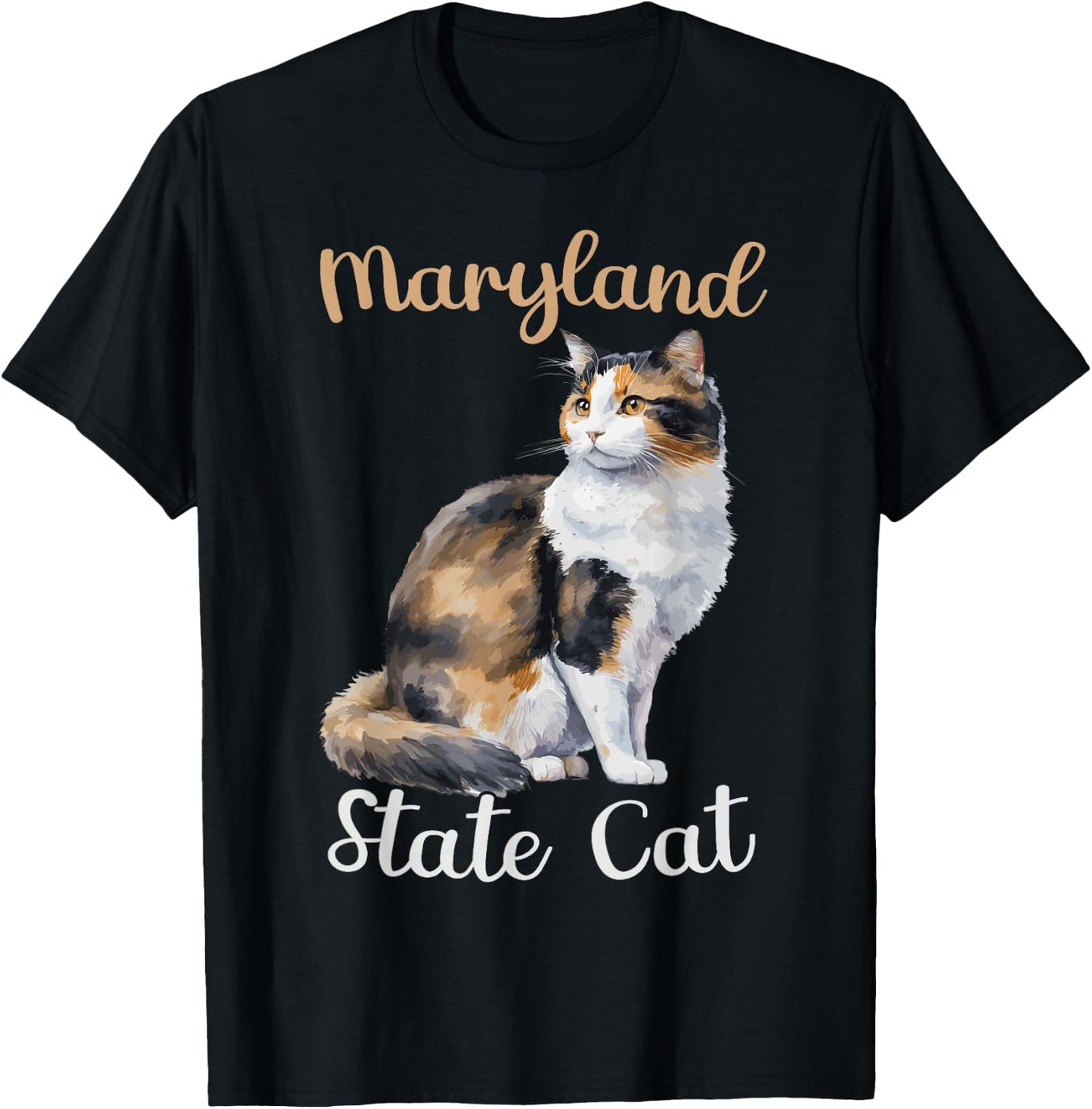 Caliby Tricolour Maryland State Cat Outfit Dilute Calico Cat T-Shirt - T-Shirt | Black
