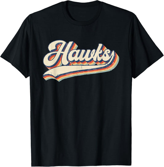 Hawks Sports Name Vintage Retro Gift Men Women Boy Girl T-Shirt - T-Shirt | Black