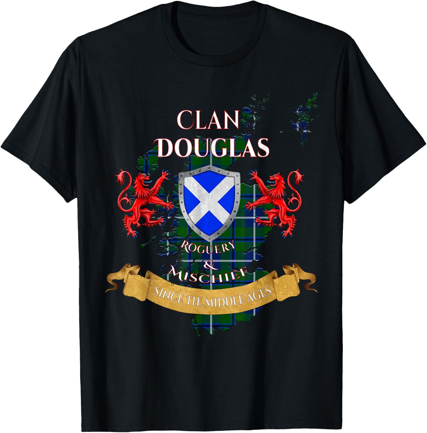 Douglas Scottish Family Clan Middle Ages Mischief T-Shirt - T-Shirt | Black
