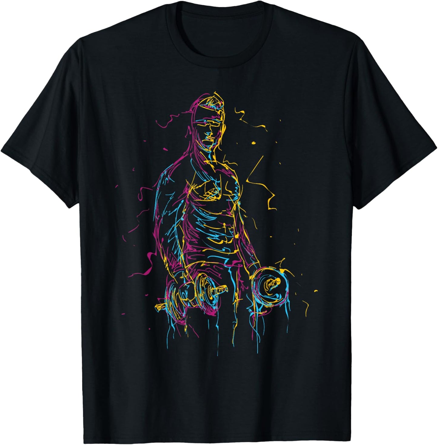 colorful Strongman Bodybuilding Gym Weightlifting workout T-Shirt - T-Shirt | Black