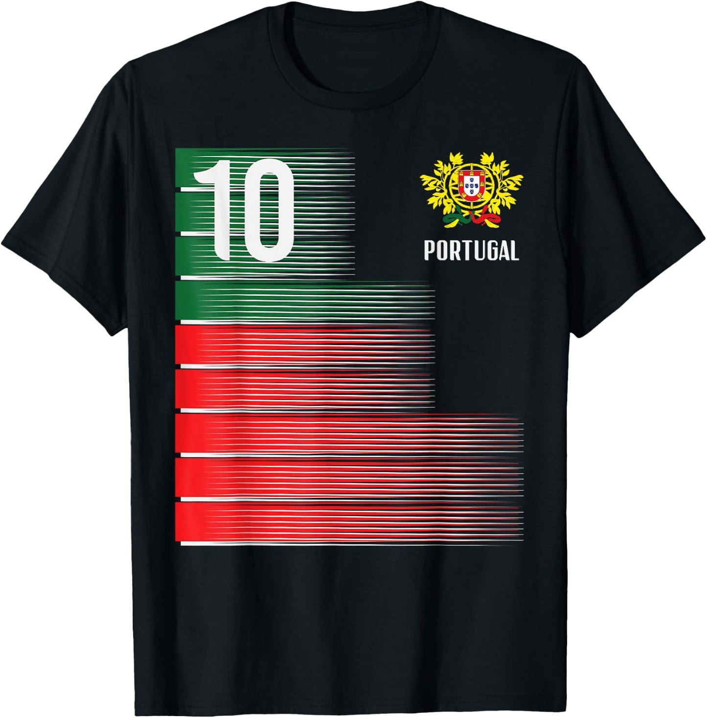 Portugal Number 10 Portuguese Soccer Fan Men Women Kids Boys T-Shirt - T-Shirt | Black