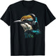 Bird Headphones Artwork | Music Animal Motif Bird T-Shirt - T-Shirt | Black