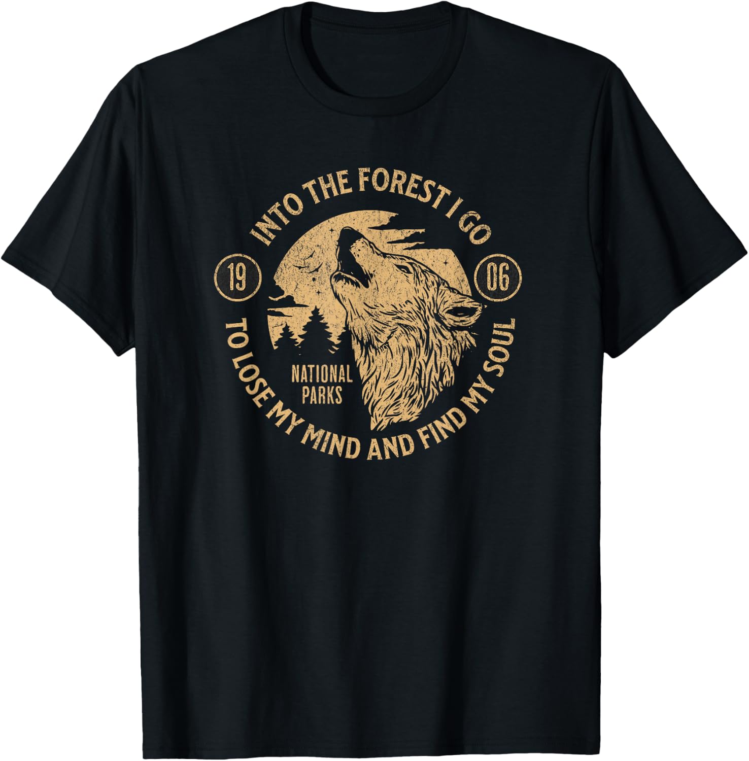 Into the Forest I Go Nature Lovers National Parks T-Shirt - T-Shirt | Black