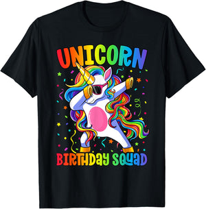 Birthday Squad Shirt Kids Dabbing Unicorn Birthday T-Shirt - T-Shirt | Black