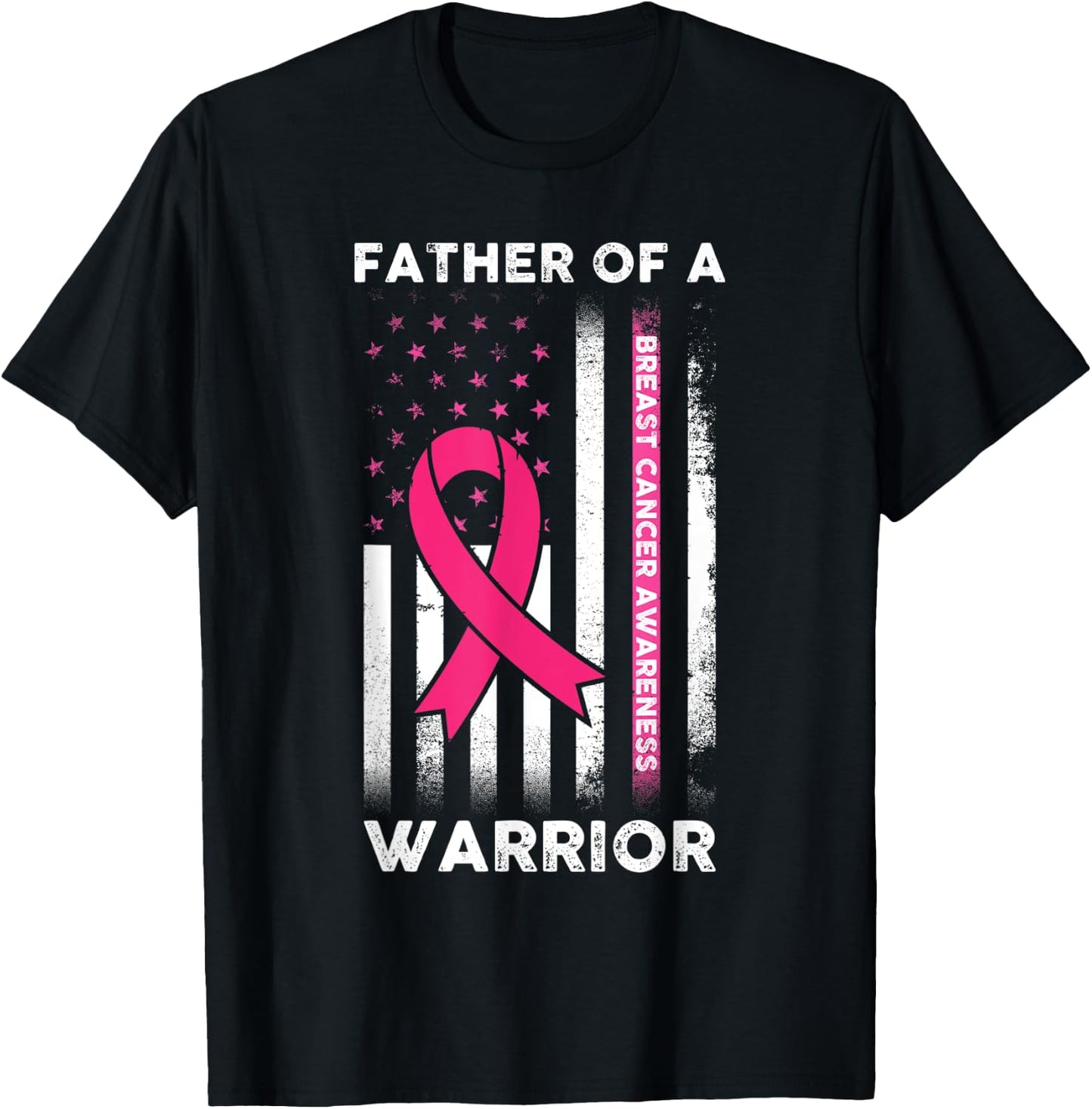 Breast Cancer Awareness - Father Of A Warrior Support Squad T-Shirt - T-Shirt | Black