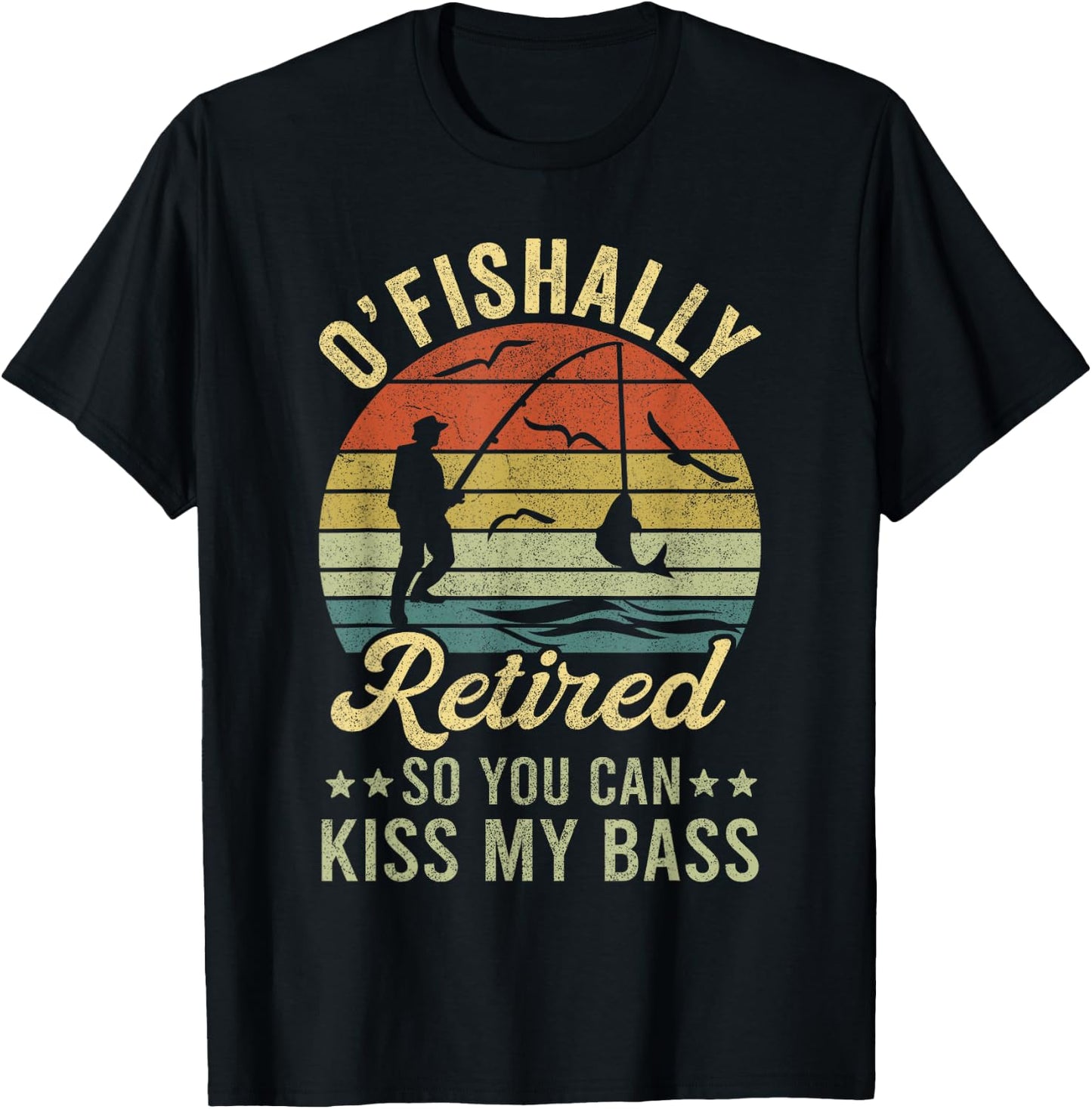 Retired , Ofishally Retired 2023 Bass Fishing T-Shirt - T-Shirt | Black