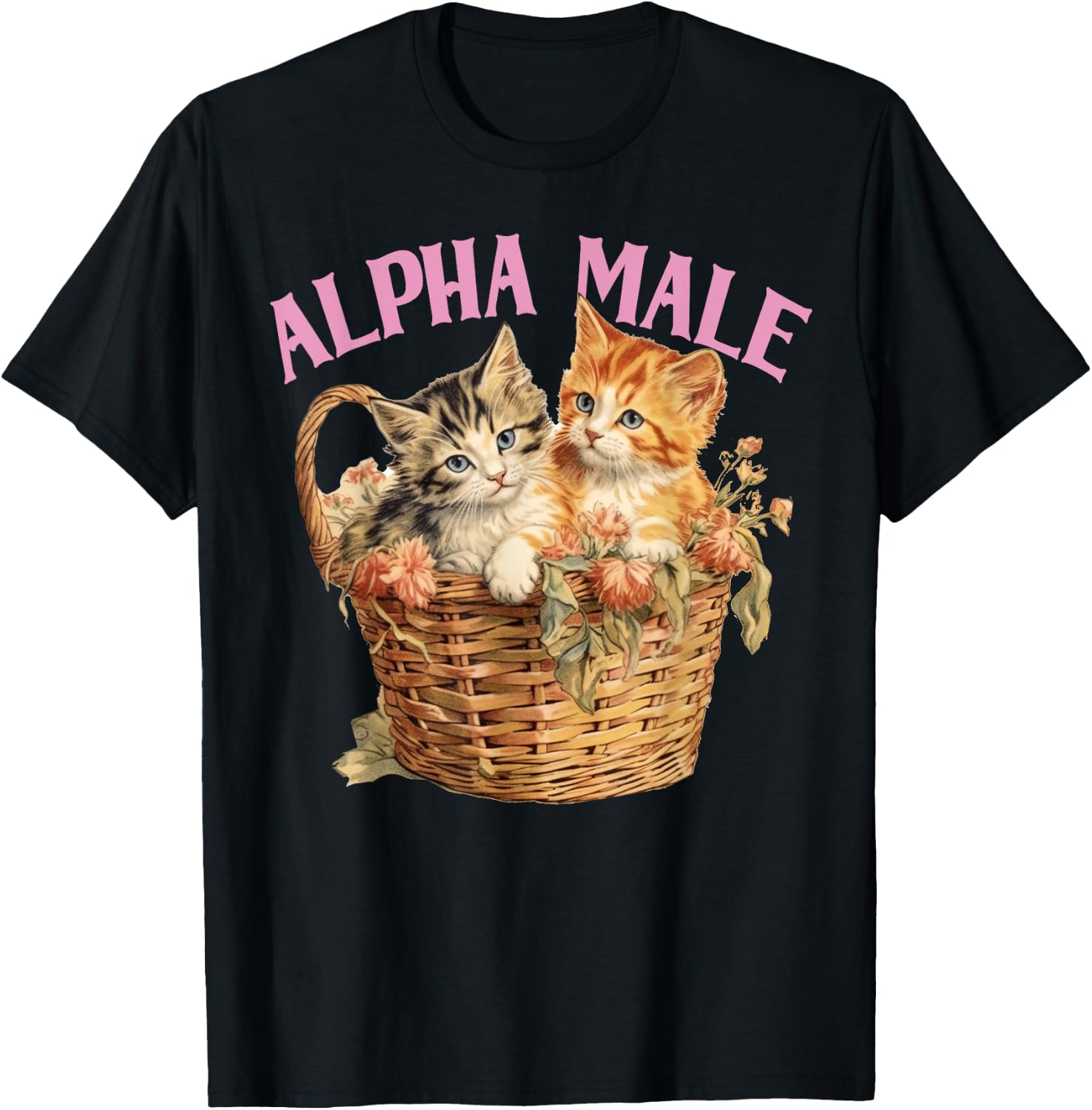 Ironic Humor Alpha Cat Male Funny Kitten Joke Weird Y2K T-Shirt - T-Shirt | Black