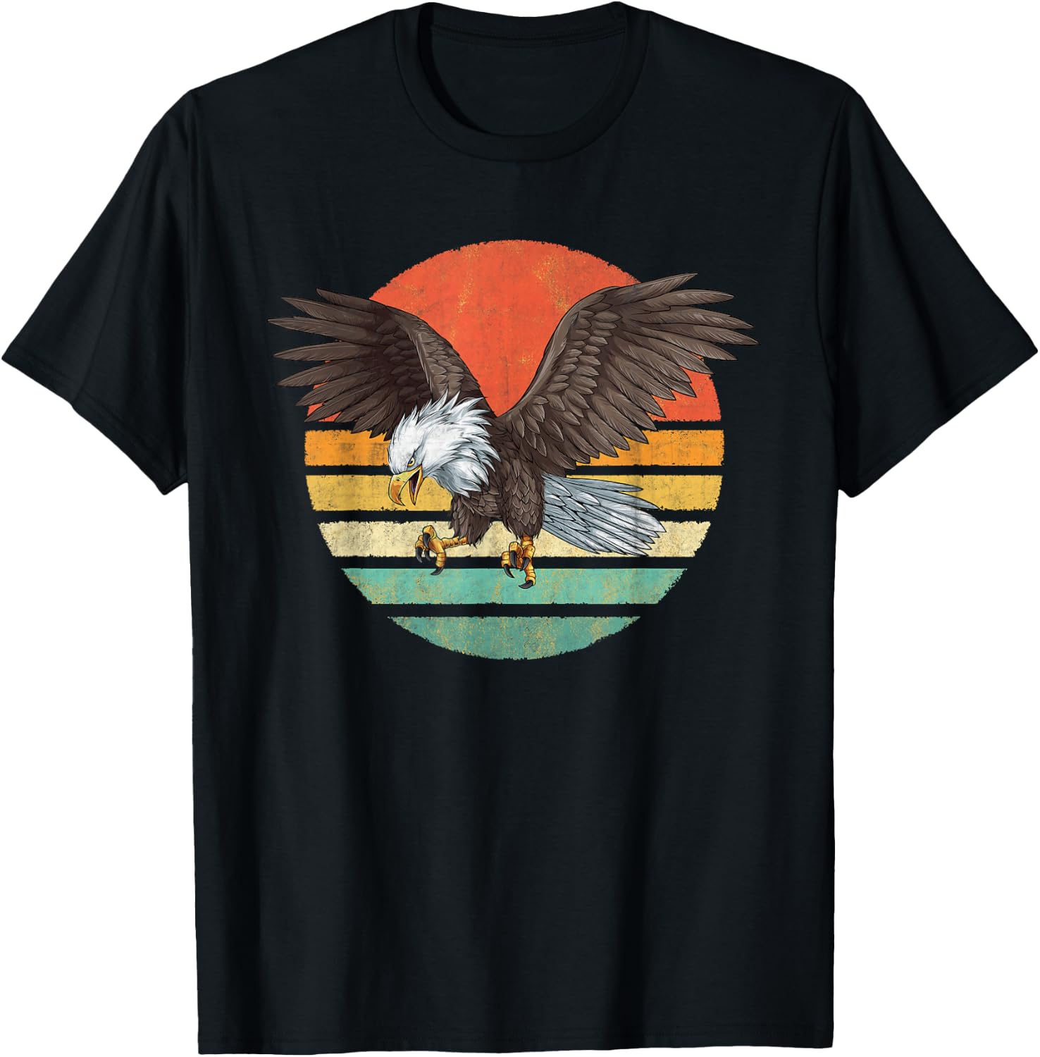 Bald Eagle Men Women Retro Vintage Bald Eagle T-Shirt - T-Shirt | Black