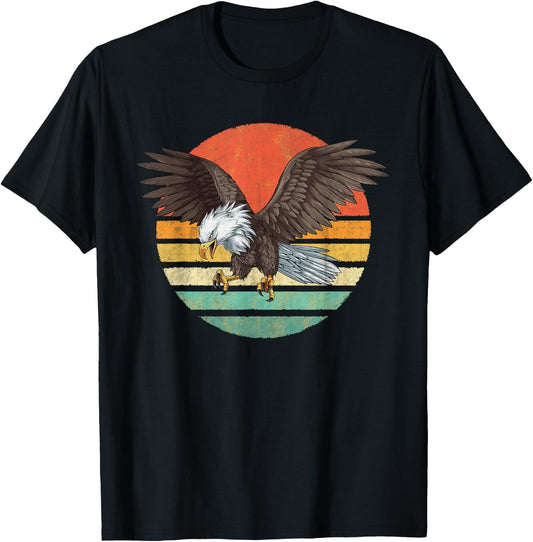 Bald Eagle Men Women Retro Vintage Bald Eagle T-Shirt - T-Shirt | Black