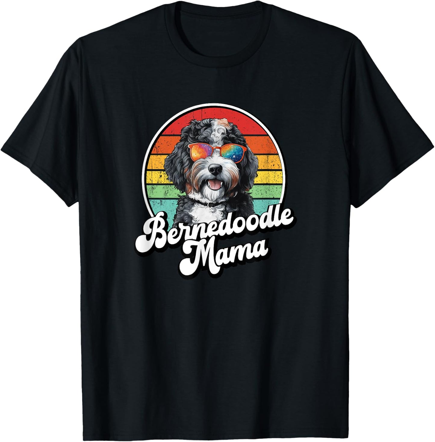 Cute Retro Vintage Mom Bernedoodle Mama Dog Lover T-Shirt - T-Shirt | Black
