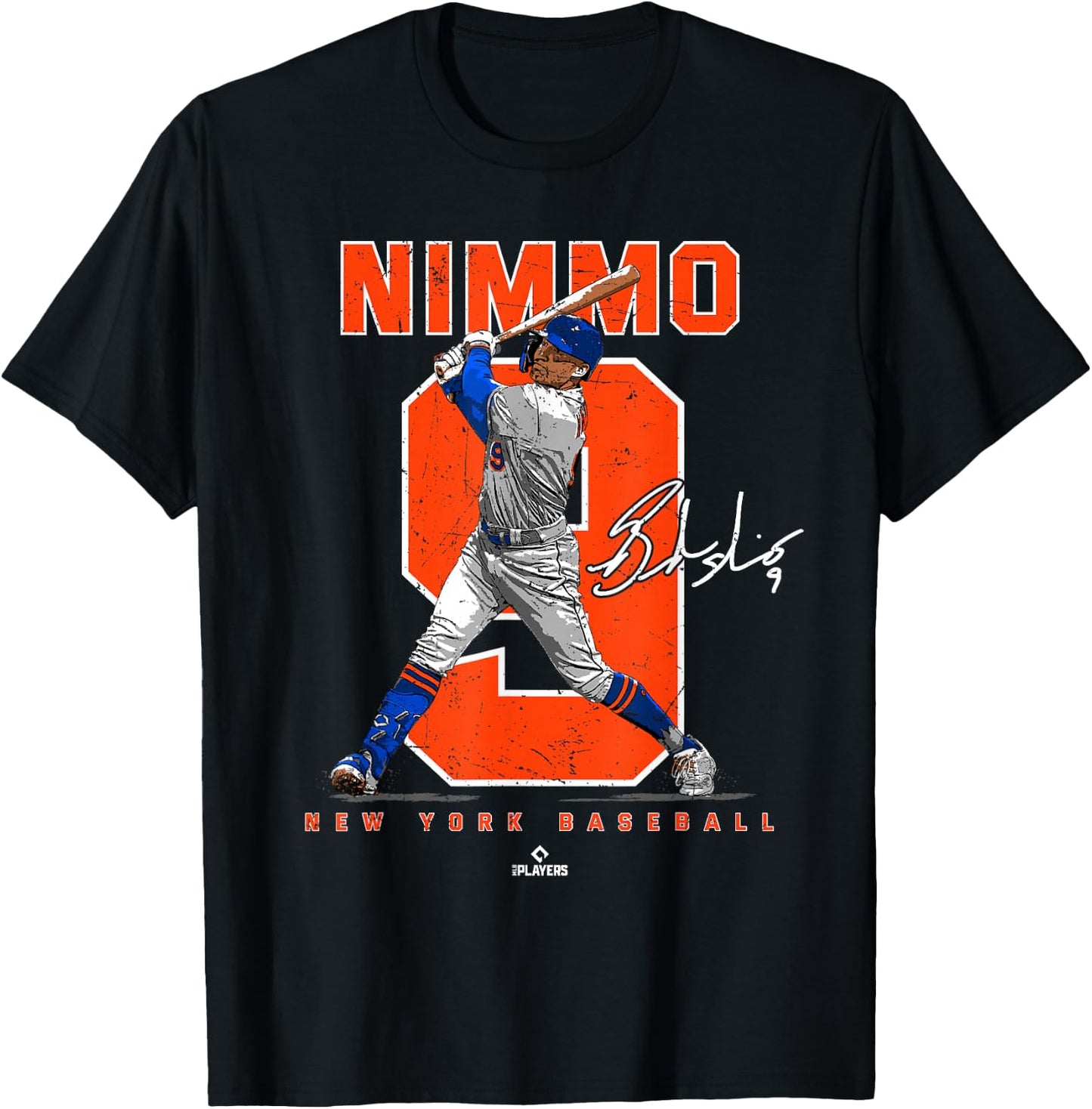 Number and Portrait Brandon Nimmo New York MLBPA T-Shirt - T-Shirt | Black