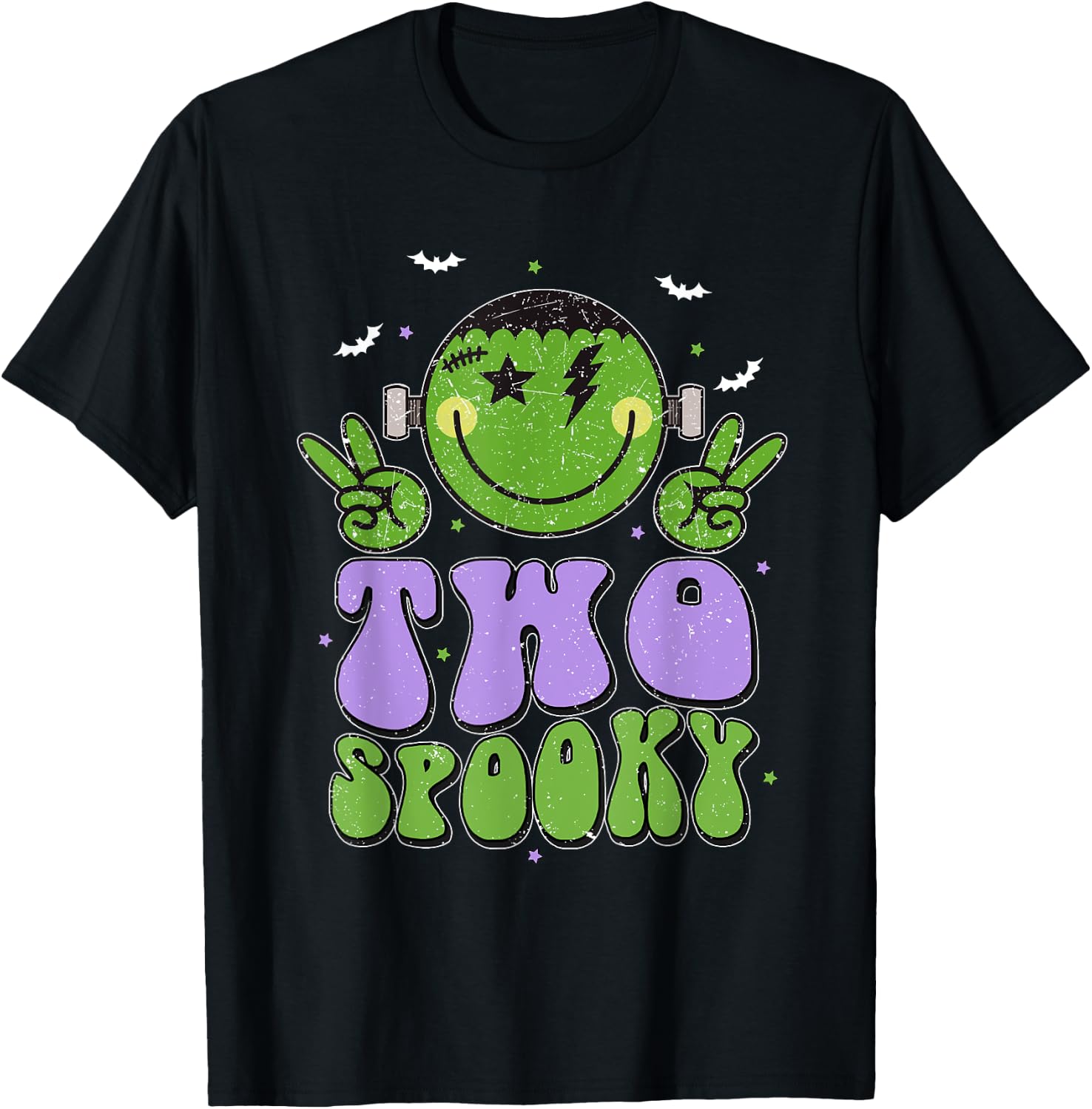 Two Spooky Birthday Decorations Boy 2nd Bday Halloween T-Shirt - T-Shirt | Black