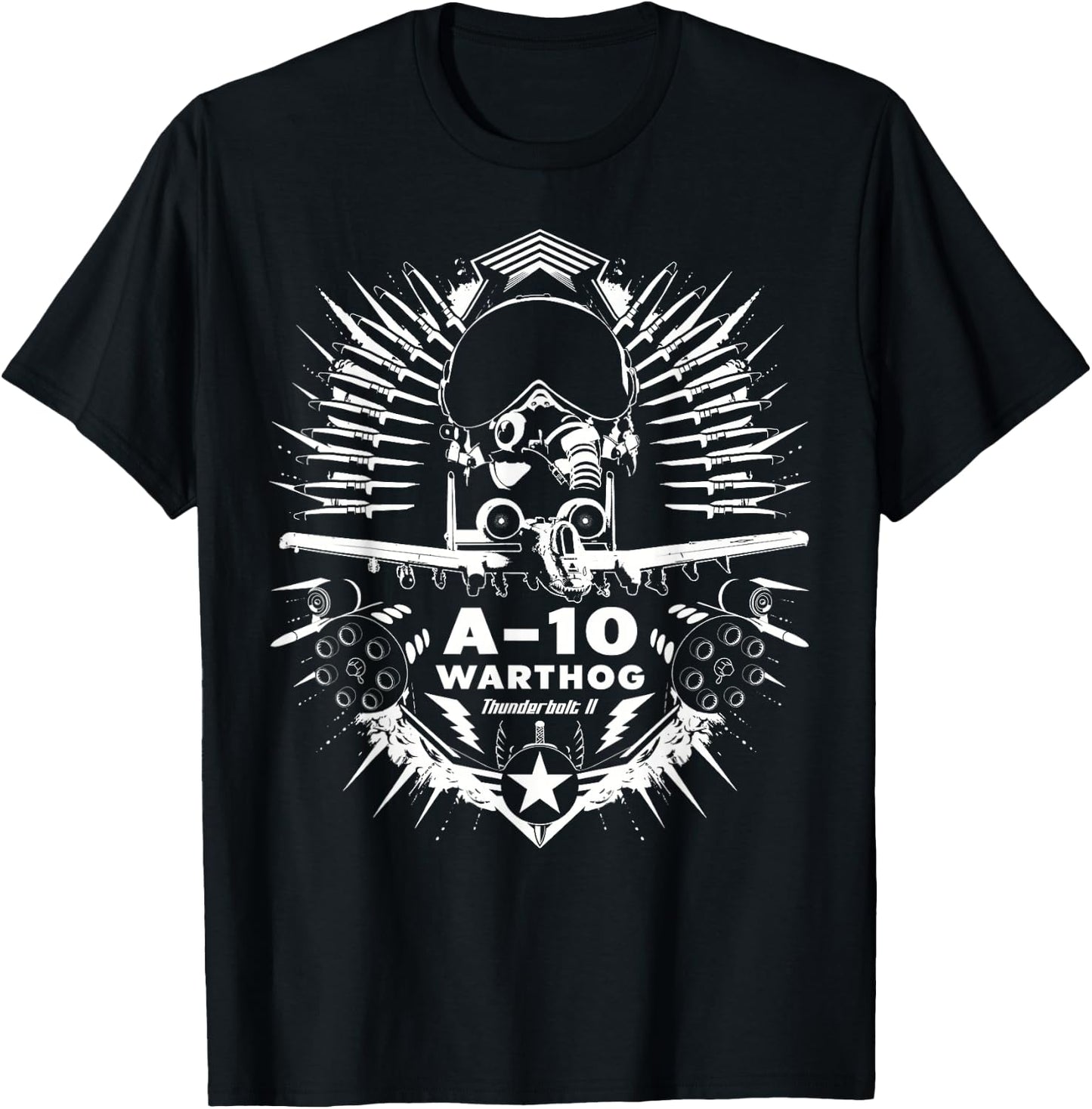 A-10 Thunderbolt II Warthog Cool Aircraft Pilot Helmet T-Shirt - T-Shirt | Black
