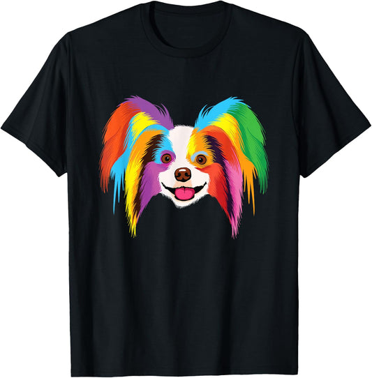 Colorful Papillon - Dog Canine Lover Pet Owner Veterinarian Women Kids T-Shirt - T-Shirt | Black