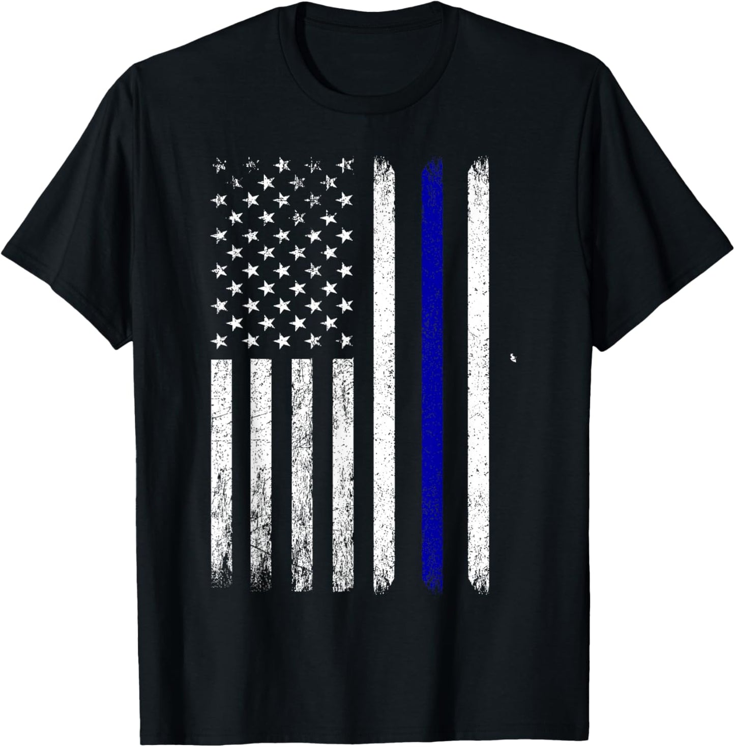 Police Thin Blue Line Flag USA American Patriotic T-Shirt - T-Shirt | Black