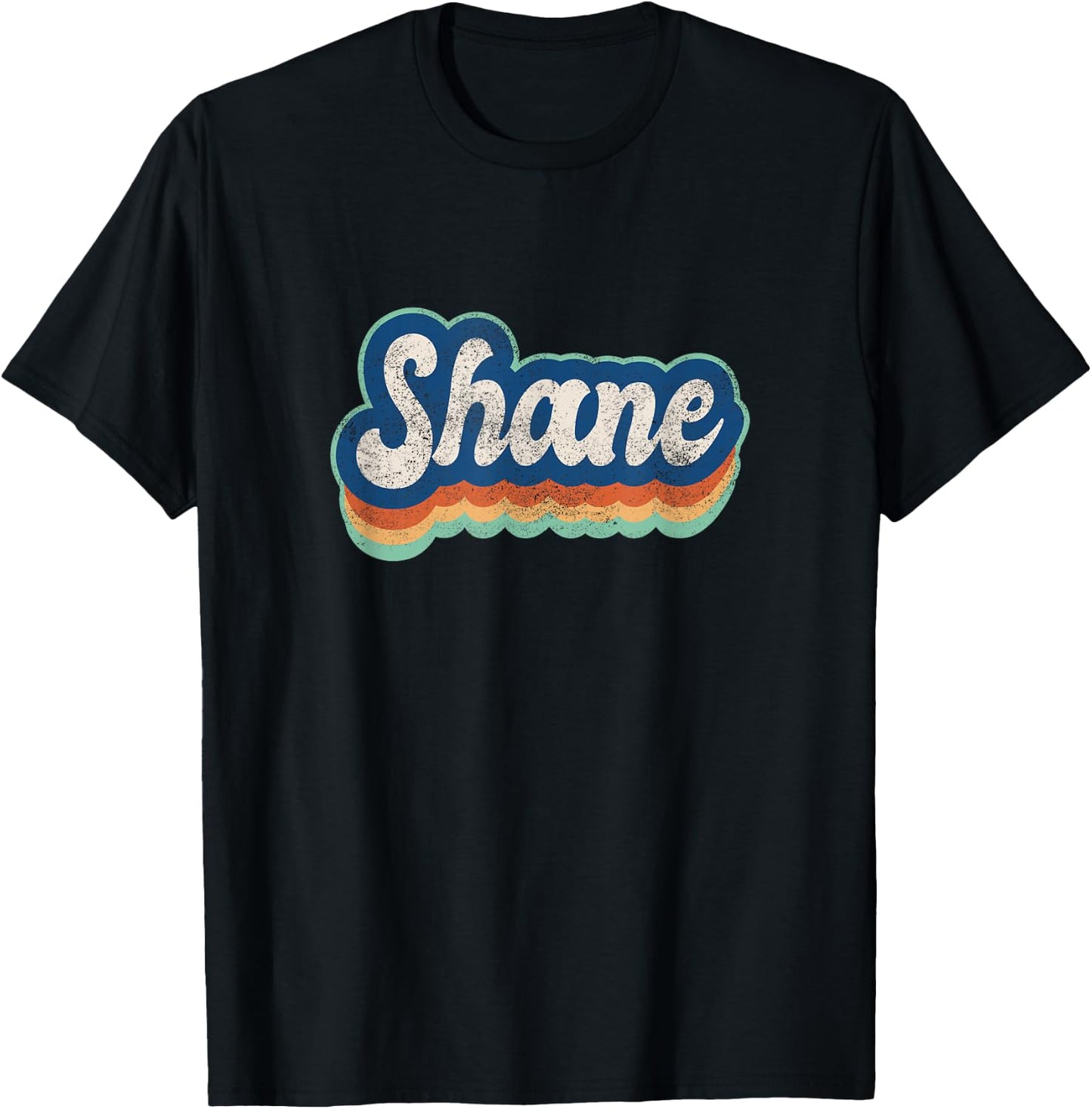 Shane First Name Boy Vintage Style 70s 80s Personalized T-Shirt - T-Shirt | Black