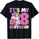 It's My 8th Birthday Party Cute Girls Donut Birthday Unicorn T-Shirt - T-Shirt | Black