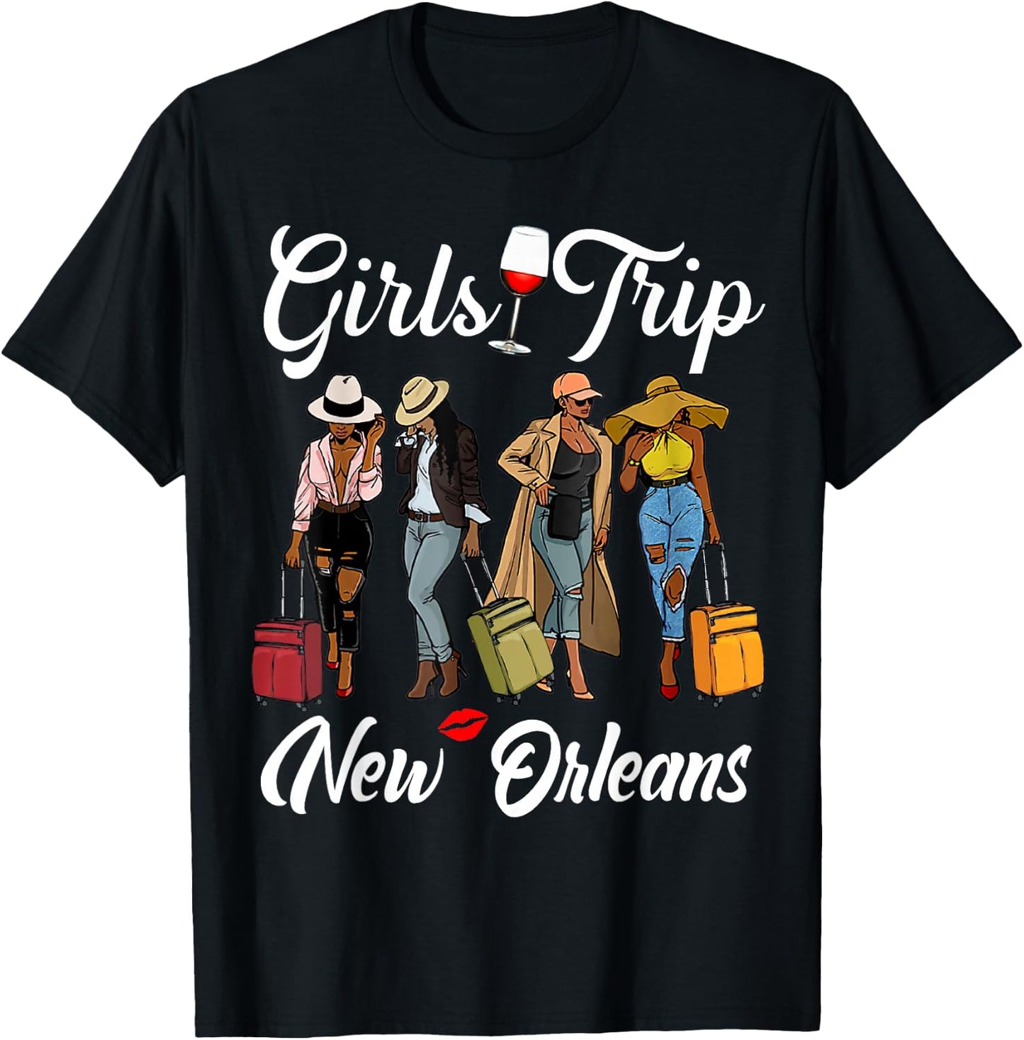 Girls Trip New Orleans Vacation Funny Black Women Queen T-Shirt - T-Shirt | Black