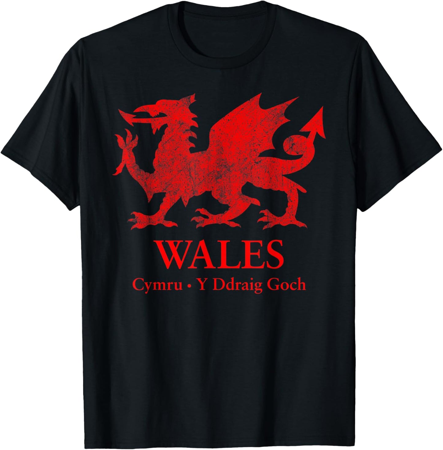 Welsh flag dragon Cymru heraldry flag of Wales St Davids Day T-Shirt - T-Shirt | Black