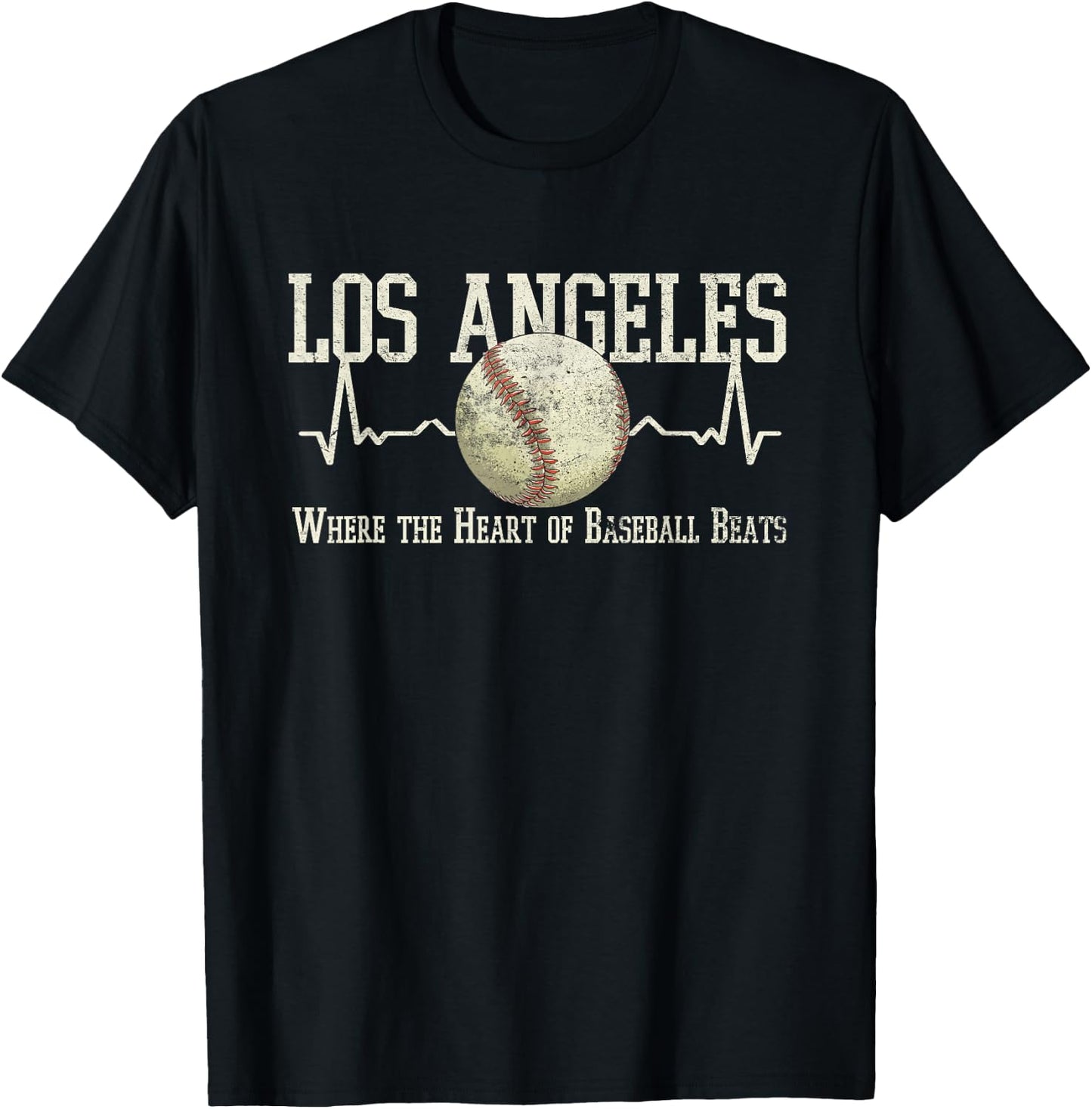Vintage Baseball Los Angeles Graphic T-Shirt - T-Shirt | Black