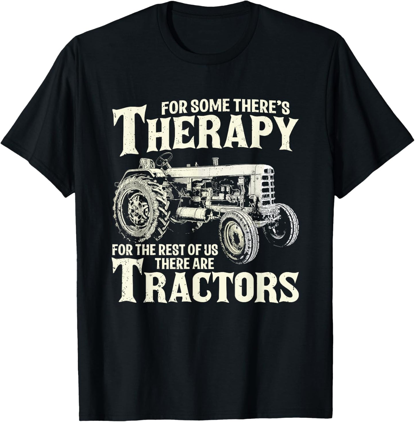Funny Tractor Farmer Therapy Vintage Farm Tractor Farming T-Shirt - T-Shirt | Black