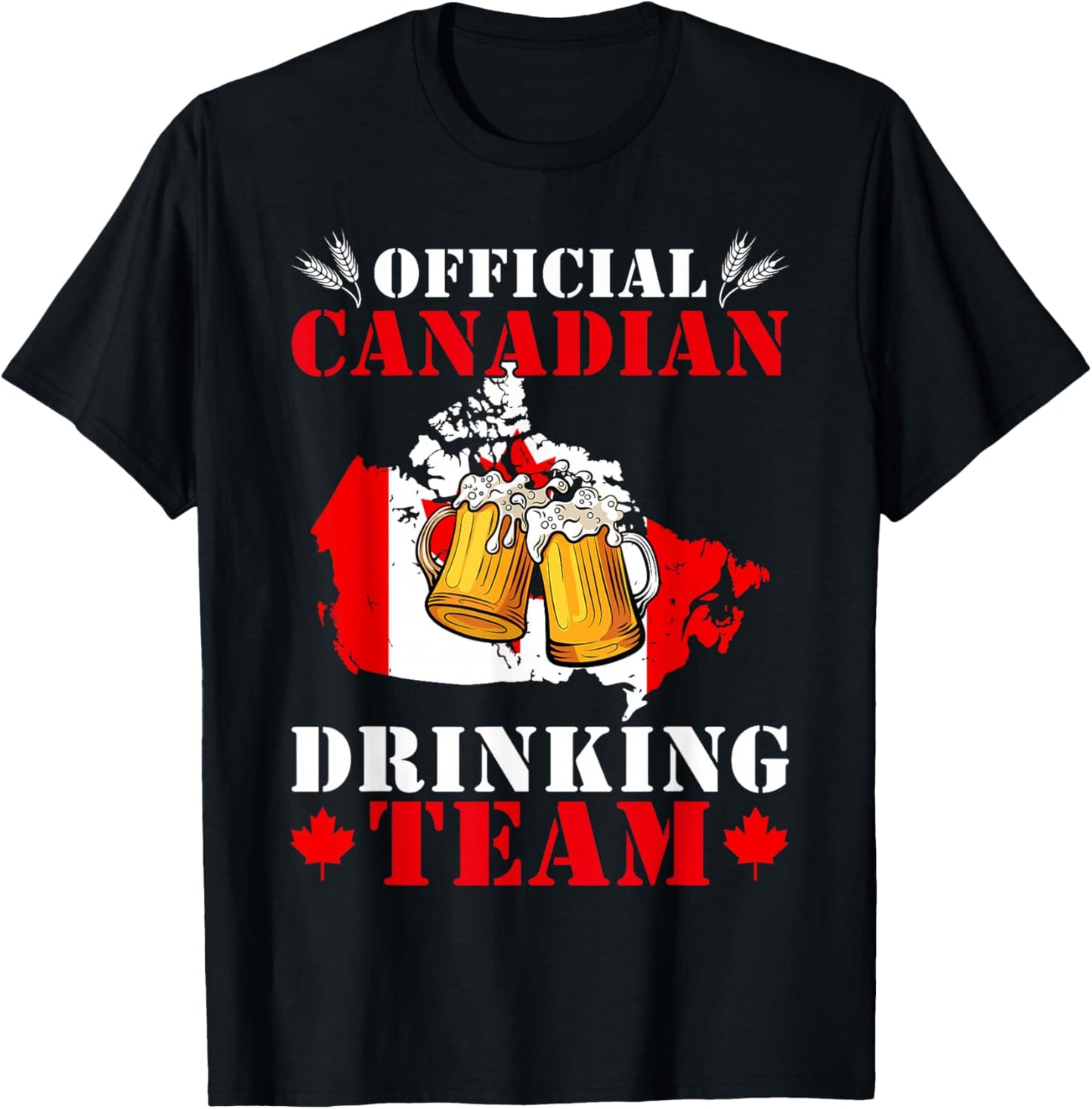 Official Canadian Drinking Team & Maple Leaf Patriotic Men T-Shirt - T-Shirt | Black