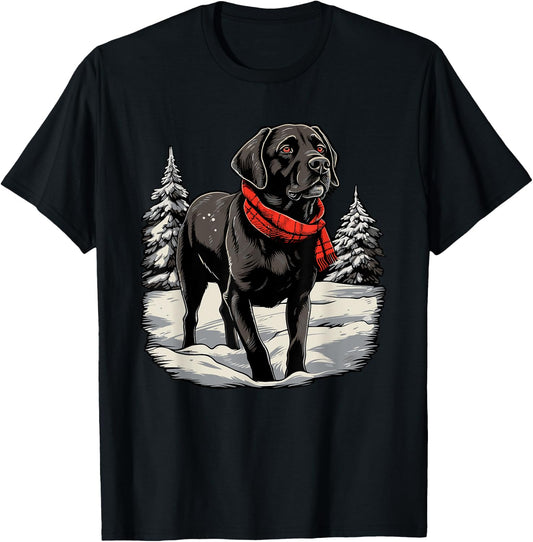 Black Labrador Christmas Santa Hat Xmas Pajama T-Shirt - T-Shirt | Black