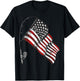 Vintage American Flag Fishing Rod Fishing Lover Fisherman T-Shirt - T-Shirt | Black