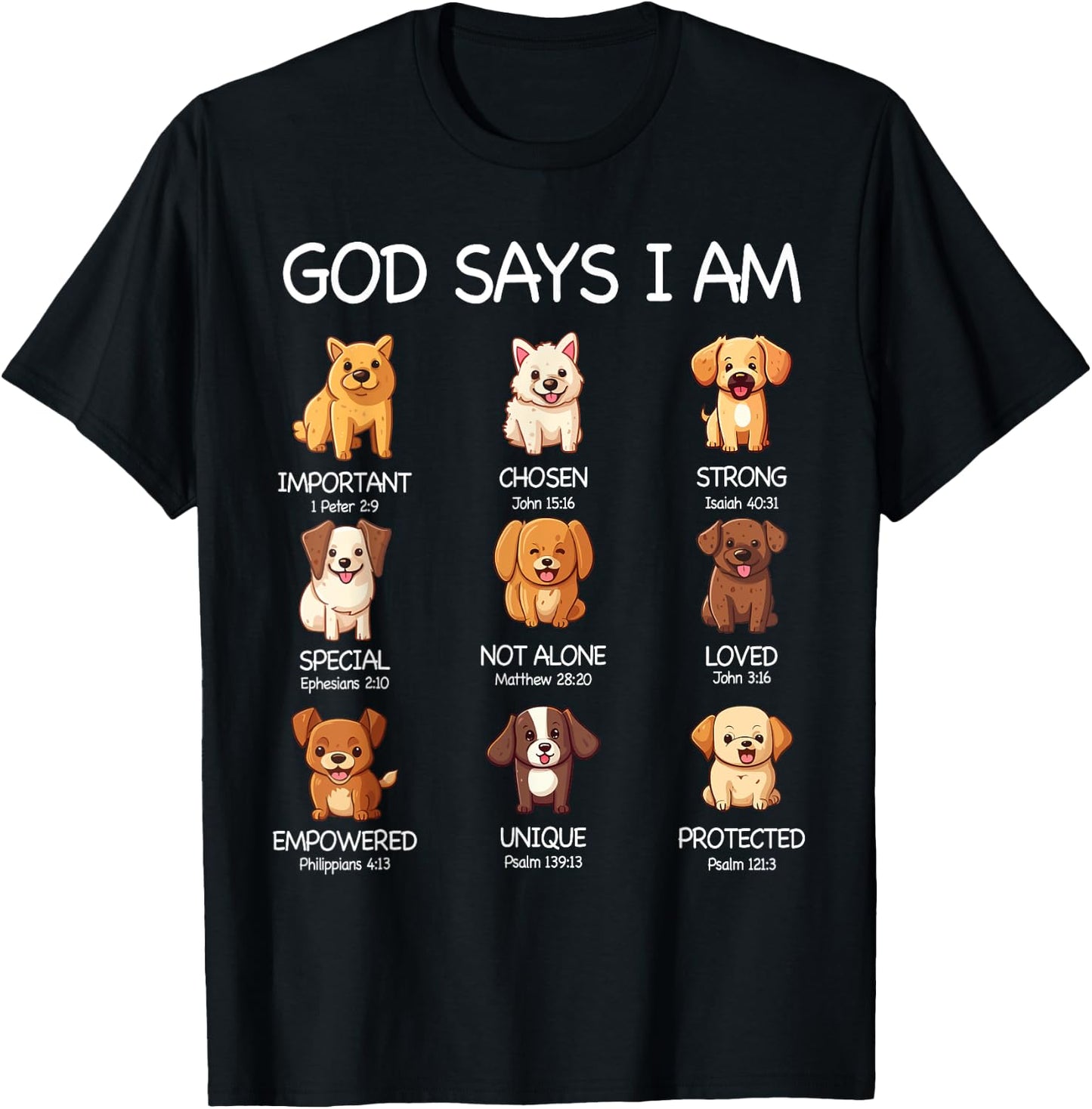 God Says I Am Cute Dogs Bible Verse Christian Boys Girls T-Shirt - T-Shirt | Black