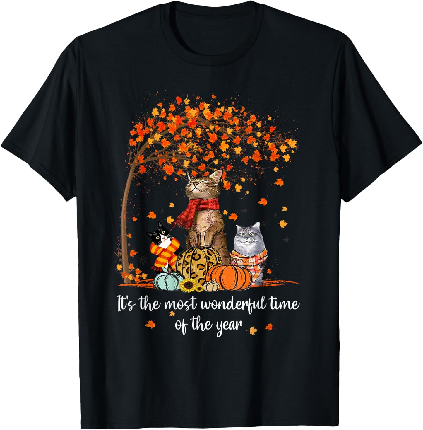 It's The Most Wonderful Time Of The Year Family Cats Autumn T-Shirt - T-Shirt | Black