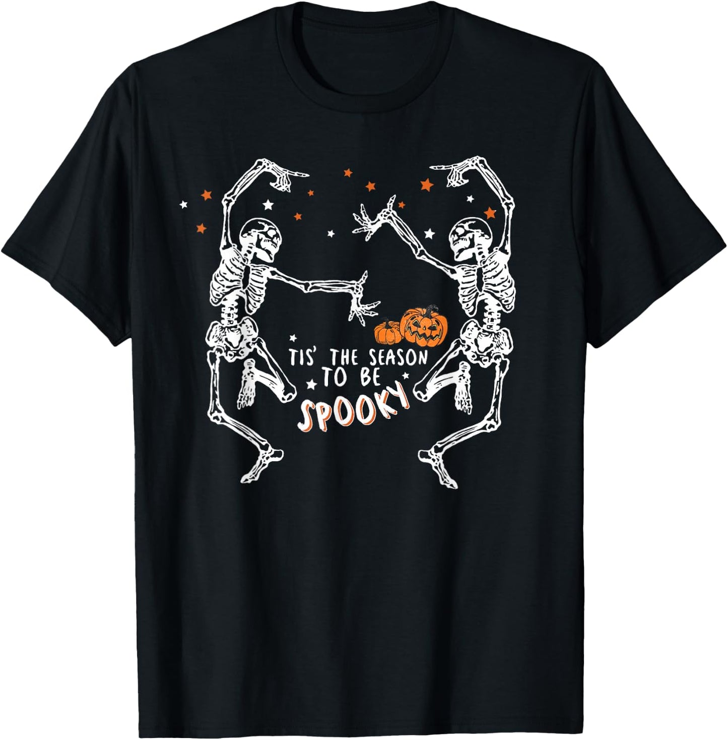 Tis The Season To Be Spooky Fall Halloween Dancing Skeleton T-Shirt - T-Shirt | Black